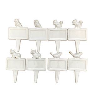 Animal Cheese Food Markers Signs, Serving Display, Ceramic, Set Of 8 Cat, Bird,
